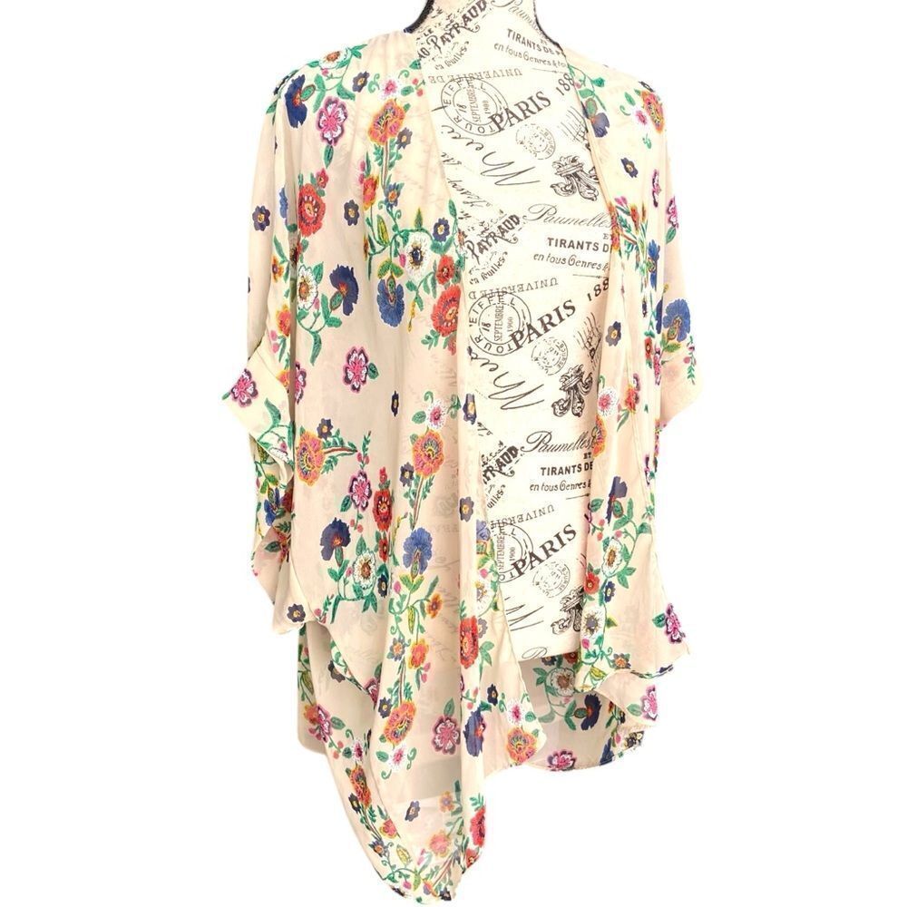 PinkBlush Floral Open Front Mesh Cardigan Top in One Size